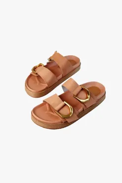 Walnut Mint Coconut Tan Leather Buckle Slide
