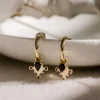 Silver Linings Monarchy Mini Gold Hoops with Black Garnet