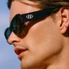 Le Specs Monopoly Tort Narrow Khaki Mono Lens Sunglasses