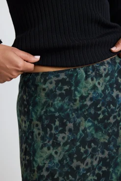 Ivy + Jack Monument Khaki Ditsy Print Bias Maxi Skirt