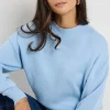 Ivy + Jack Motivation Ice Blue Funnel Neck Fine Knit Jumper