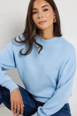 Ivy + Jack Motivation Ice Blue Funnel Neck Fine Knit Jumper
