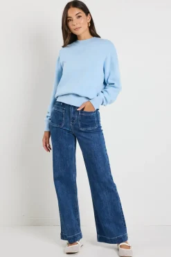 Ivy + Jack Motivation Ice Blue Funnel Neck Fine Knit Jumper