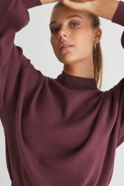 Ivy + Jack Motivation Raisin Cotton Fine Knit Boxy Jumper