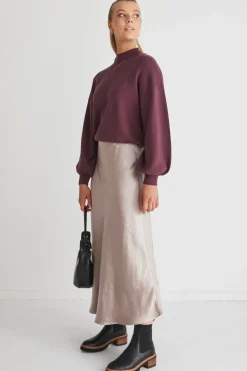Ivy + Jack Motivation Raisin Cotton Fine Knit Boxy Jumper