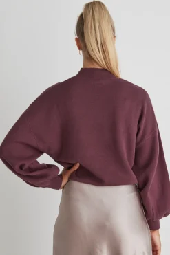 Ivy + Jack Motivation Raisin Cotton Fine Knit Boxy Jumper