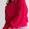 Ivy + Jack Motivation Raspberry Funnel Neck Fine Knit Jumper
