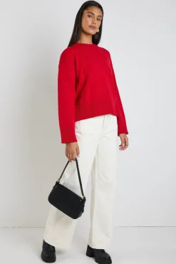 By Rosa. Negative Red Crew Neck Jumper