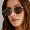 Le Specs Neptune Deux Gold Round Metal Sunglasses