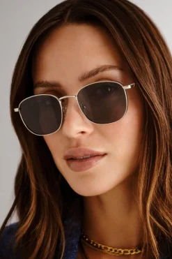 Le Specs Neptune Deux Gold Round Metal Sunglasses
