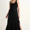 RE:UNION Label Nerve Black Sleeveless Scoop Neck Bias Maxi Dress