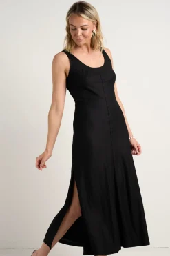 RE:UNION Label Nerve Black Sleeveless Scoop Neck Bias Maxi Dress