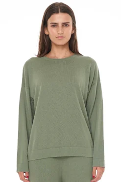 Huffer Neve Alpine Green Merino Knit Crew