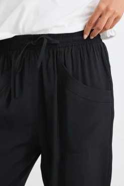 Among the Brave New Warrior Black Relaxed Drapey Drawstring Stretch Cuff Pant