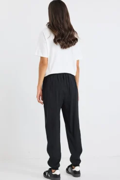 Among the Brave New Warrior Black Relaxed Drapey Drawstring Stretch Cuff Pant