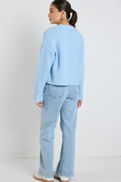 Stories be Told Nexus Ice Blue Cable Knit Jumper