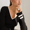 Stories be Told Nico Black Stripe LS V Neck Rib Knit Top