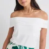 Stories be Told Nightlife Ivory Stretch Off Shoulder Top