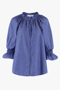 Ivy + Jack Noetic Dark Blue Stripe Short Sleeve Blouse