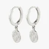 Pilgrim Nomad Coin Sleeper Earrings Silver