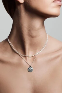 Pilgrim Nomad Double Chain Coin Pendant Necklace Silver