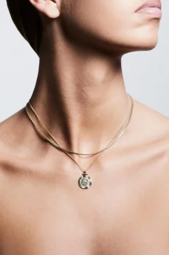 Pilgrim Nomad Double Chain Coin Pendant Necklace Gold