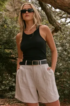 RE:UNION Label Nomadic Natural Linen Relaxed Structured Shorts