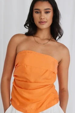 Among the Brave Observation Mandarin Cupro Strapless Top