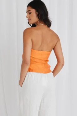 Among the Brave Observation Mandarin Cupro Strapless Top