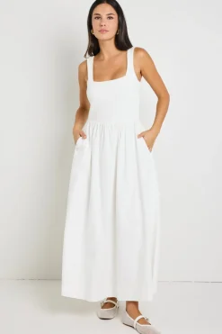 RE:UNION Label Obsidian Ivory Square Neck Contrast Midi Dress