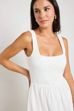 RE:UNION Label Obsidian Ivory Square Neck Contrast Midi Dress
