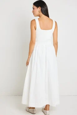 RE:UNION Label Obsidian Ivory Square Neck Contrast Midi Dress