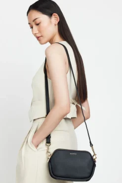 Saben Odile Black Suede Side Crossbody Bag