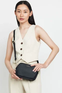 Saben Odile Black Suede Side Crossbody Bag