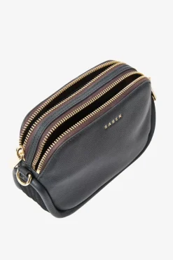 Saben Odile Black Suede Side Crossbody Bag
