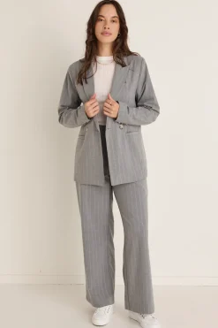 Among the Brave Officer Grey Pinstripe Double Breasted Blazer