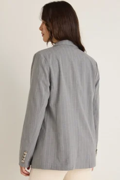 Among the Brave Officer Grey Pinstripe Double Breasted Blazer