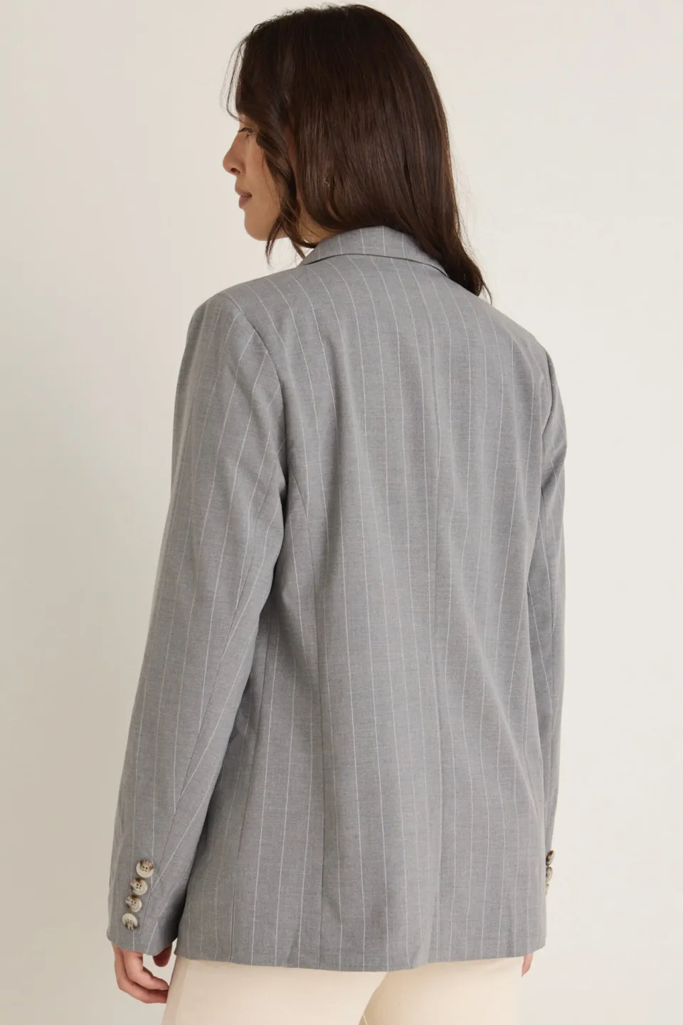 Among the Brave Officer Grey Pinstripe Double Breasted Blazer