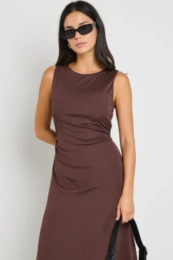 Among the Brave Olympic Chocolate Jersey Sleeveless Midi Dress
