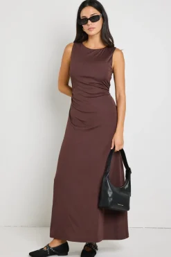 Among the Brave Olympic Chocolate Jersey Sleeveless Midi Dress