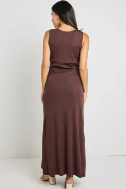 Among the Brave Olympic Chocolate Jersey Sleeveless Midi Dress