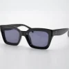 Reality Eyewear Onassis Square Black with Smoke Lens Sunglasses