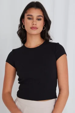 Love Lulu Only Black Baby Rib Tee