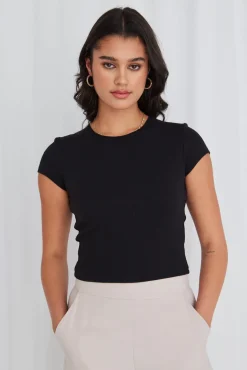 Love Lulu Only Black Baby Rib Tee