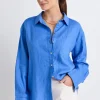 RE:UNION Label Optimum Bright Blue Linen Oversized Shirt