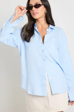 RE:UNION Label Optimum Light Blue Linen Oversized Shirt