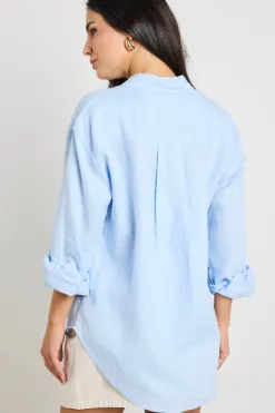 RE:UNION Label Optimum Light Blue Linen Oversized Shirt
