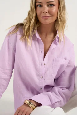 RE:UNION Label Optimum Lilac Linen Oversized Shirt