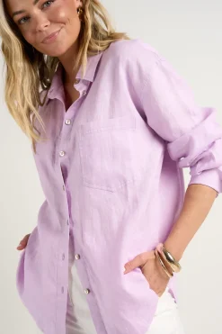 RE:UNION Label Optimum Lilac Linen Oversized Shirt