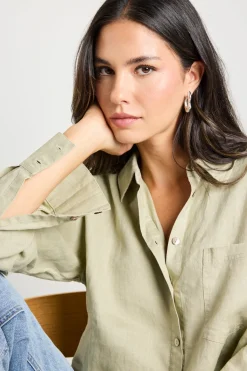 RE:UNION Label Optimum Pale Moss Linen Classic Shirt